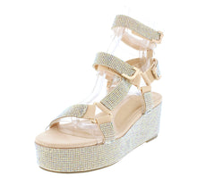 Load image into Gallery viewer, Gold Rhinestone Sandals
