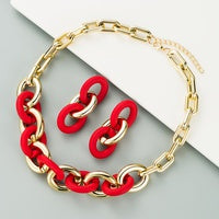 Gold & Red Necklace Set